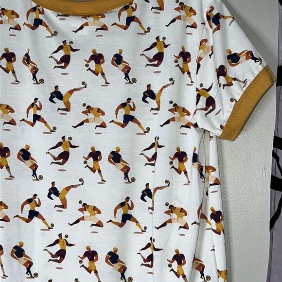 LuLaRoe Women's Small Soccer Player Tee Shirt White Yellow Graphic - Picture 9 of 10